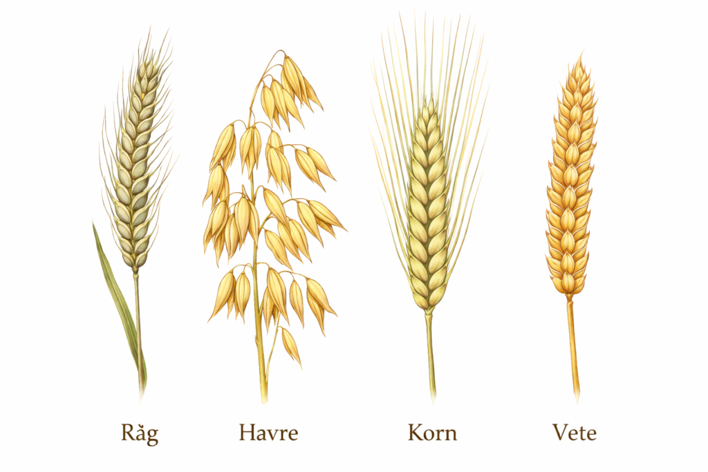 En illustration på de fyra sädelsslagen som är vanligast i Sverige